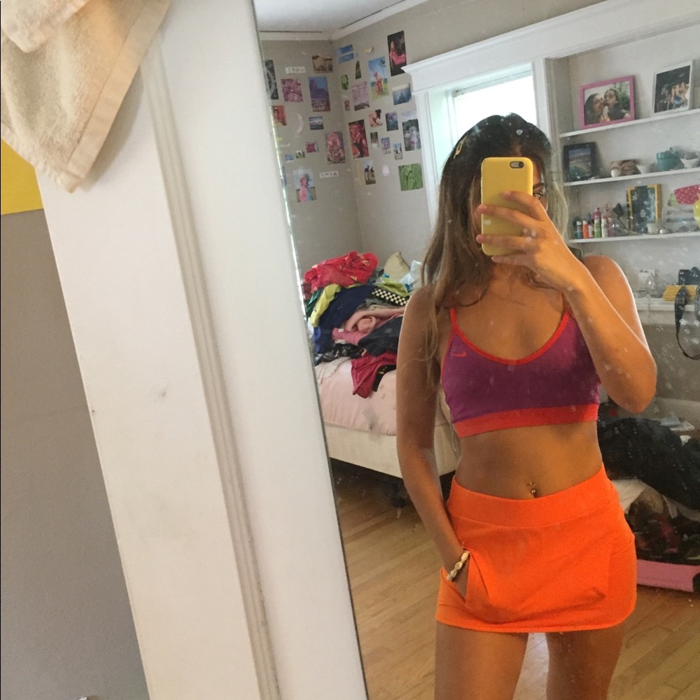 Orange mini skirt with big pocket